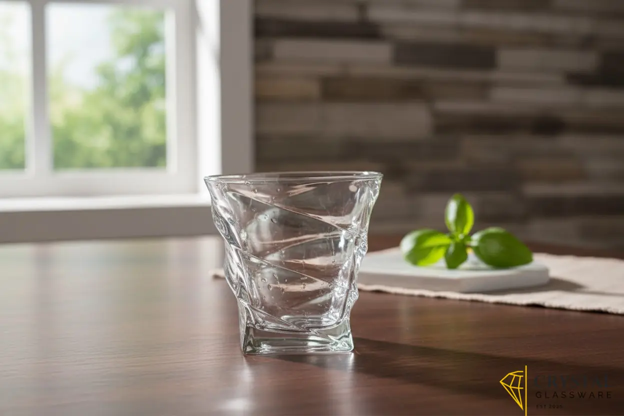 Delisoga elegance drinking glass features a distinctive twisted, textured design